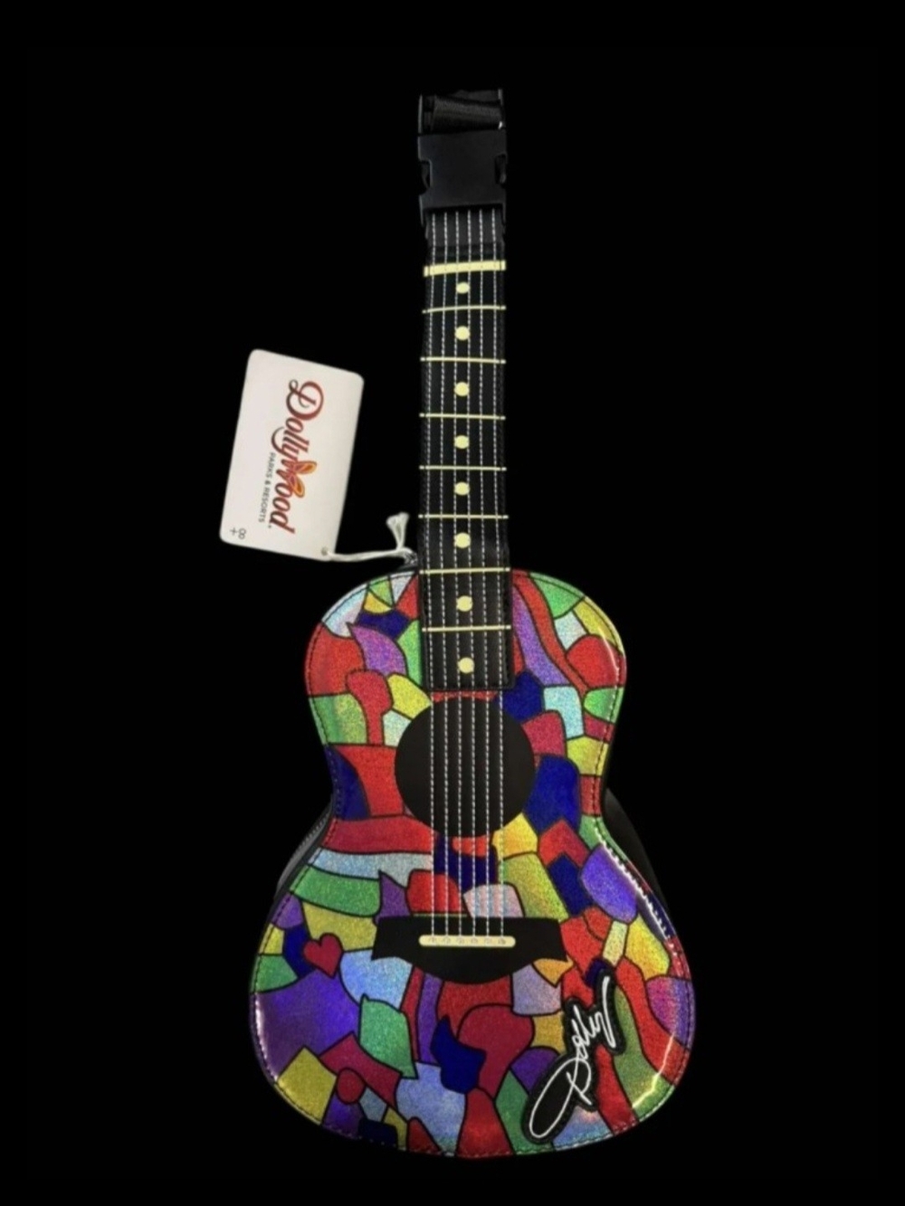 Loungefly Dollywood Coat Of Many Colors Guitar Crossbody/belt Bag